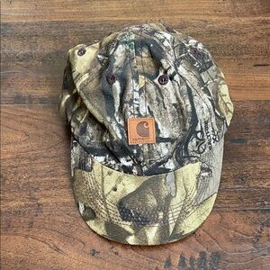 Carhartt Woodland Camo Hat with Leather Patch Infant size